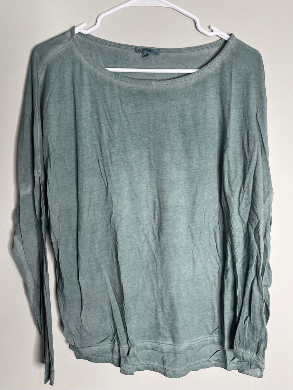It is Well LA Women's Light Sage Long-Sleeve Crewneck Top